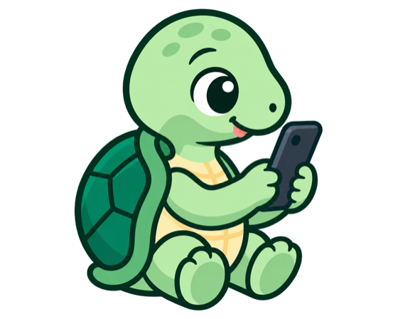 TurtleNeck turtle holding a phone in a comfortable position